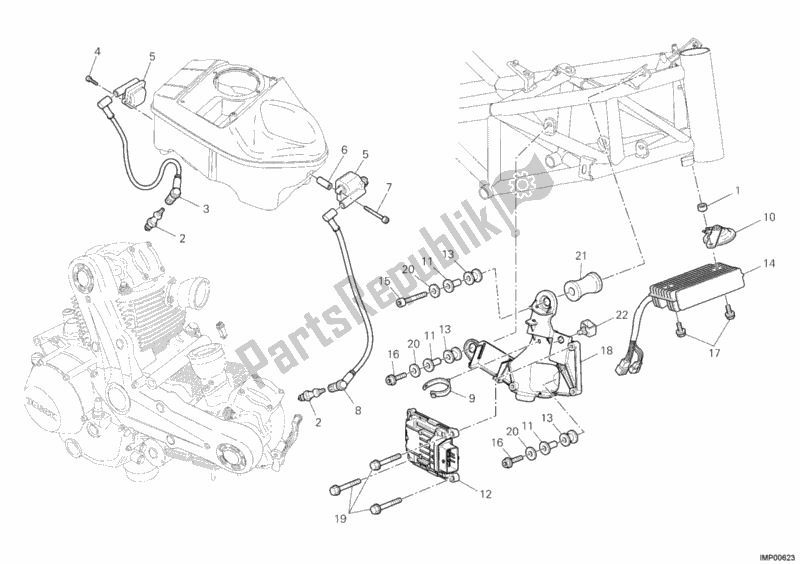 All parts for the Control Unit of the Ducati Hypermotard 1100 EVO 2012